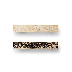Rifle Paper Co Hair Clip Set Tapestry Black White Floral Enamel NWT SOLD OUT